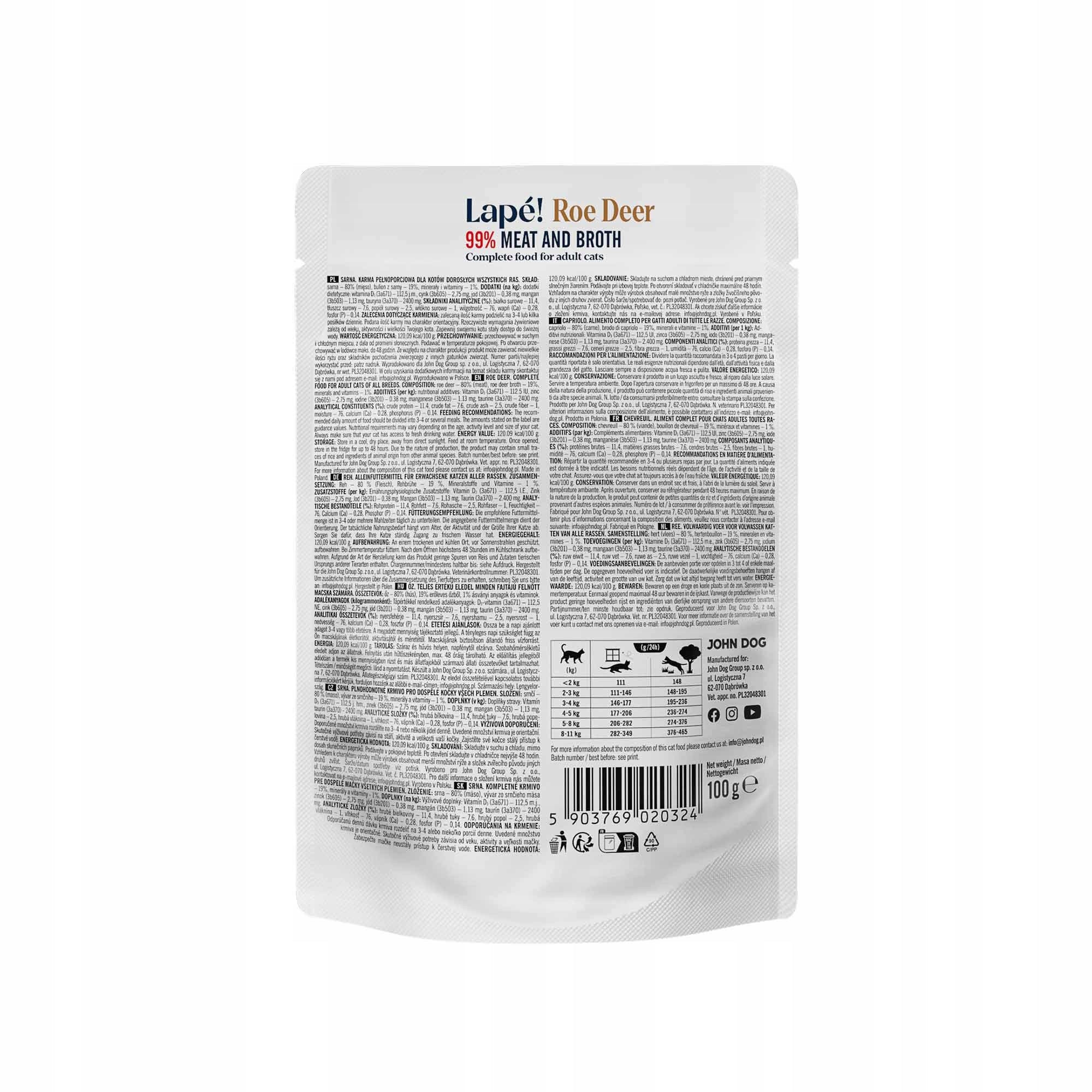 Sarna Monoprotein Wet Cat Food 100 g Lapé John Dog for Cats Manufacturer code KMJDFCSMMMRDP
