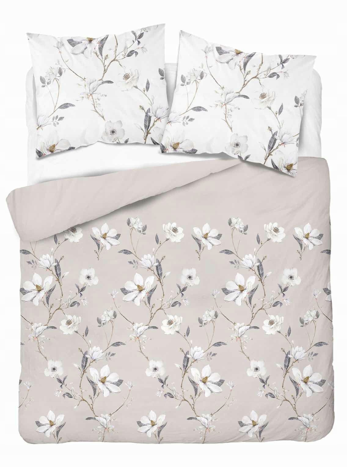 Satin bedding 220x200 beige flowers Home Satin