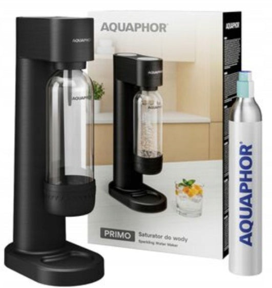 Saturator AQUAPHOR PRIMO for sparkling water BLACK + Bottle + Gas cartridge