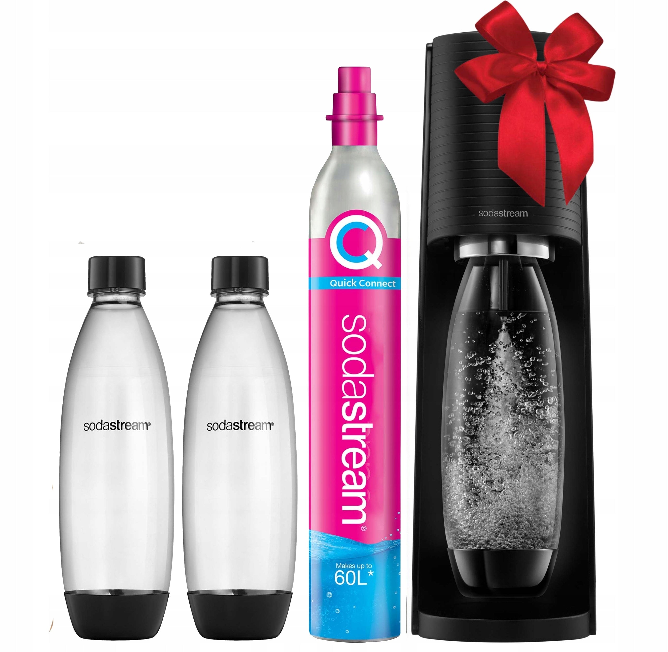 Saturator Soda Stream Terra 2 bottles + red bow gift idea
