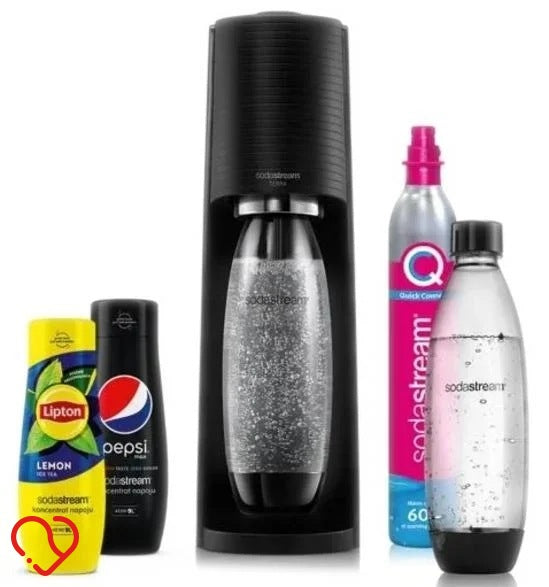 Saturator SodaStream Terra Black 2 l + CO2 cartridge, 2x 1L bottle, syrups