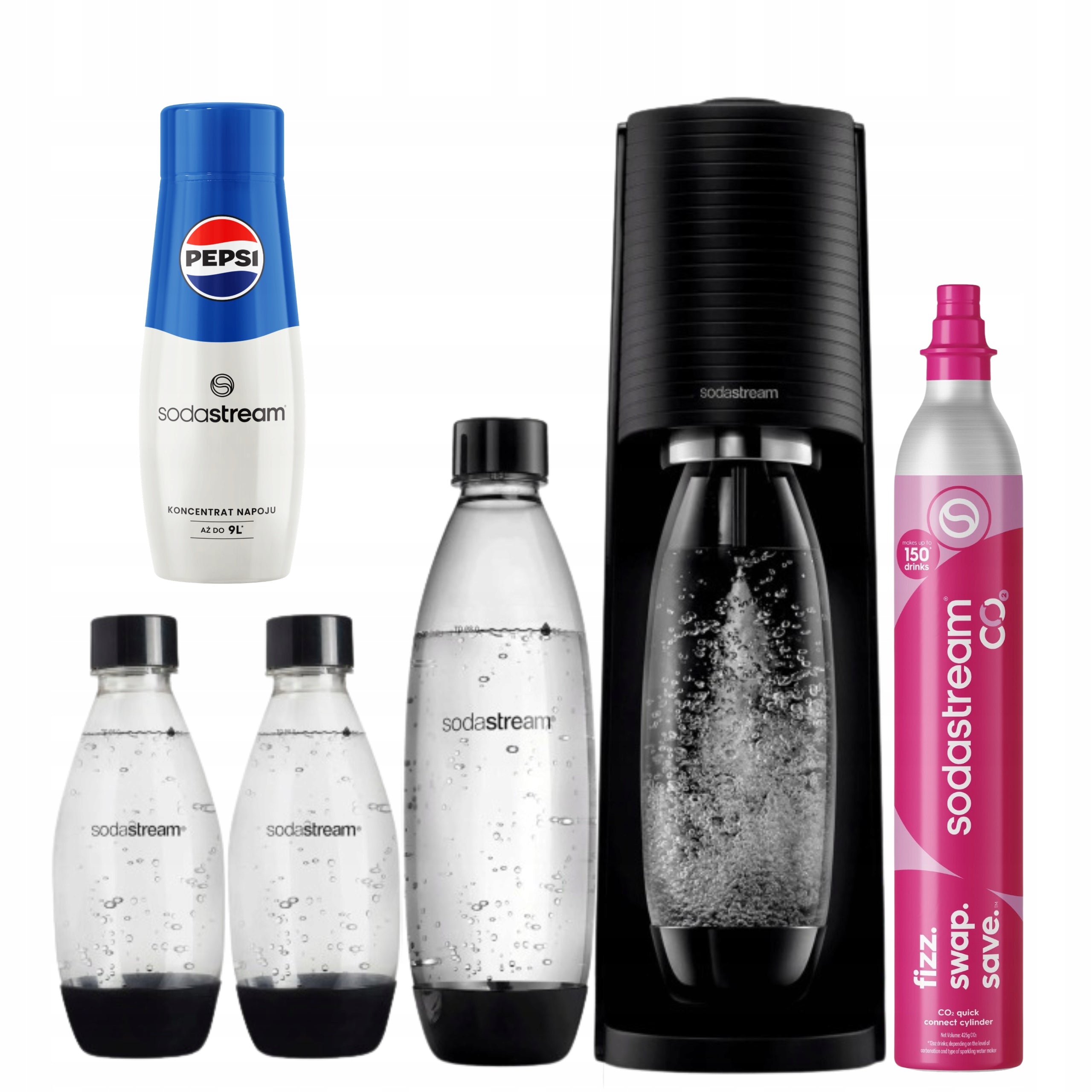 Saturator SodaStream Terra black + 3 bottles + Pepsi + CO2 gas cartridge