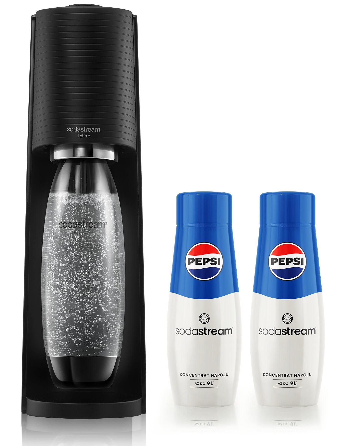 Saturator Sodastream Terra black + 2 x Pepsi syrup 440ml