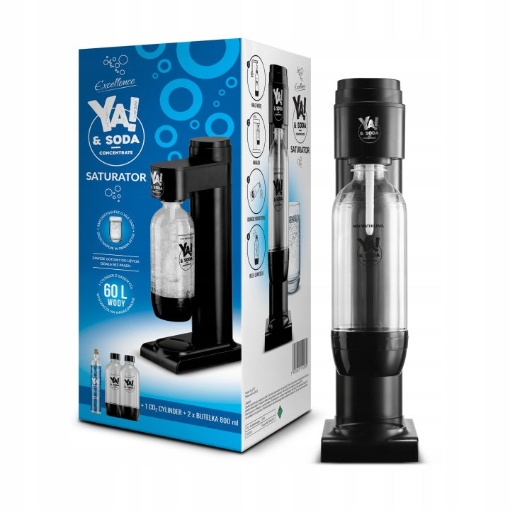 Saturator Ya!&Soda Black SET - 2 bottles + CO2 cartridge | Up to 60L of water Manufacturer code 5903641114585