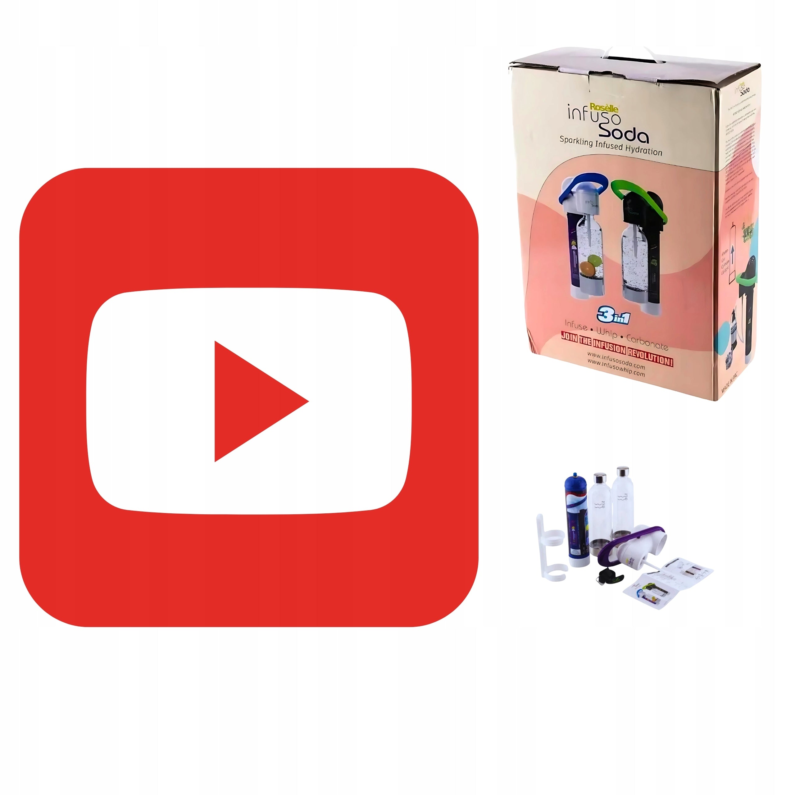 Saturator for gassing water - Infuso Soda 3in1- Saturator + 2 bottles 0,9l Packaging status original