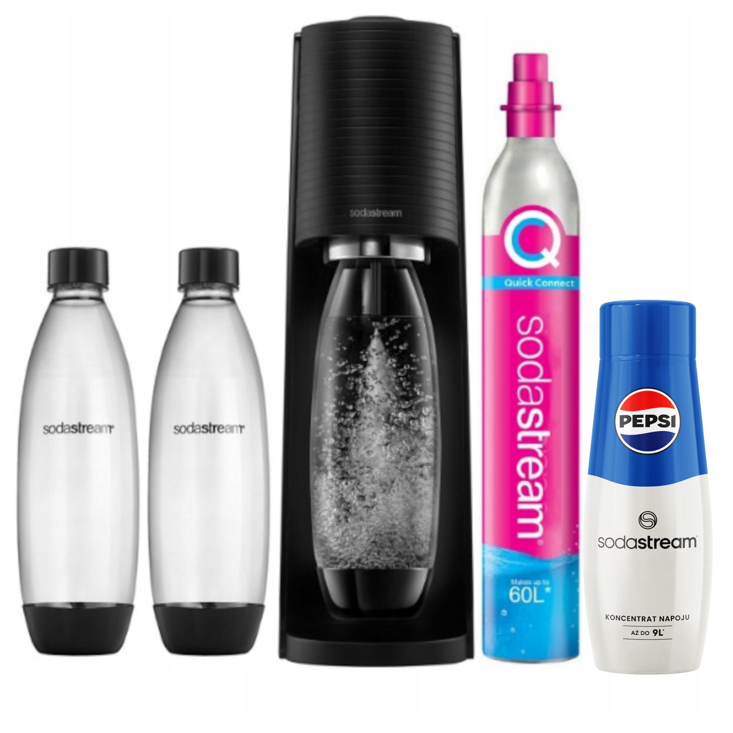 Saturator for sparkling water SODASTREAM TERRA black + PEPSI concentrate