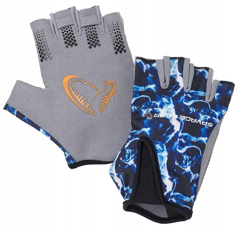 Savage Gear Marine Half Glove Sea Blue XL Size: X-Large (XL)