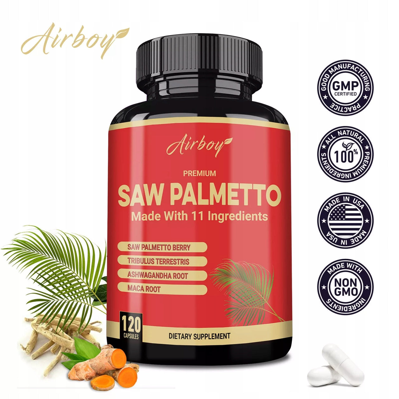 Saw Palmetto - with Ashwagandha, Tribulus, Shilajit, green tea, maca EAN (GTIN) 074283235404