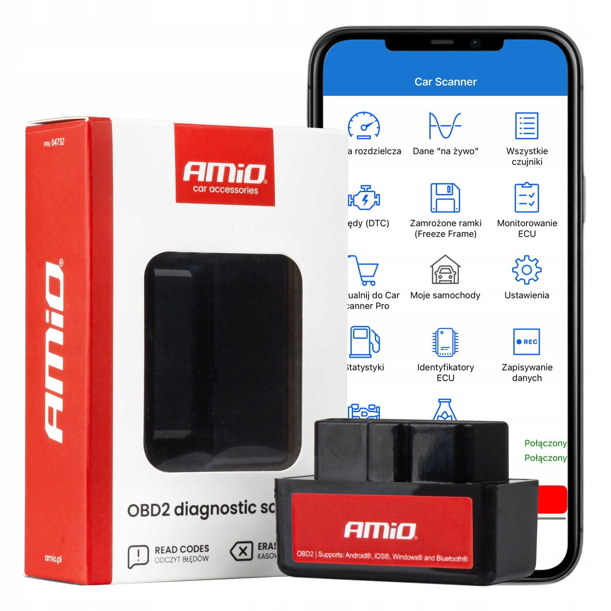 Scanner tester diagnostic interface AMiO OBD2 BT mini AMIO-04732 Manufacturer code 04732