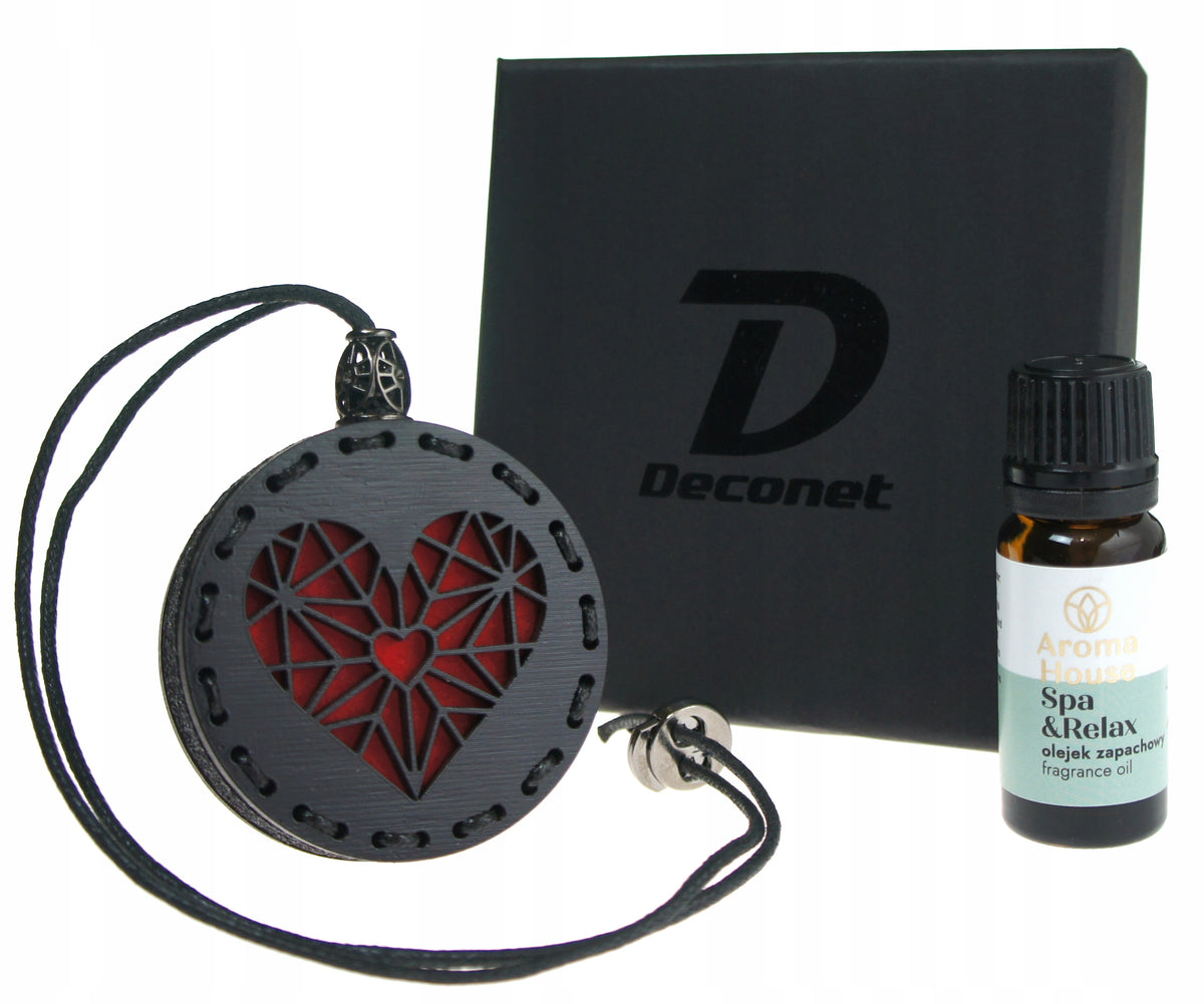 Scent for car wooden pendant with felt Deconet Black - Heart Packaging status original