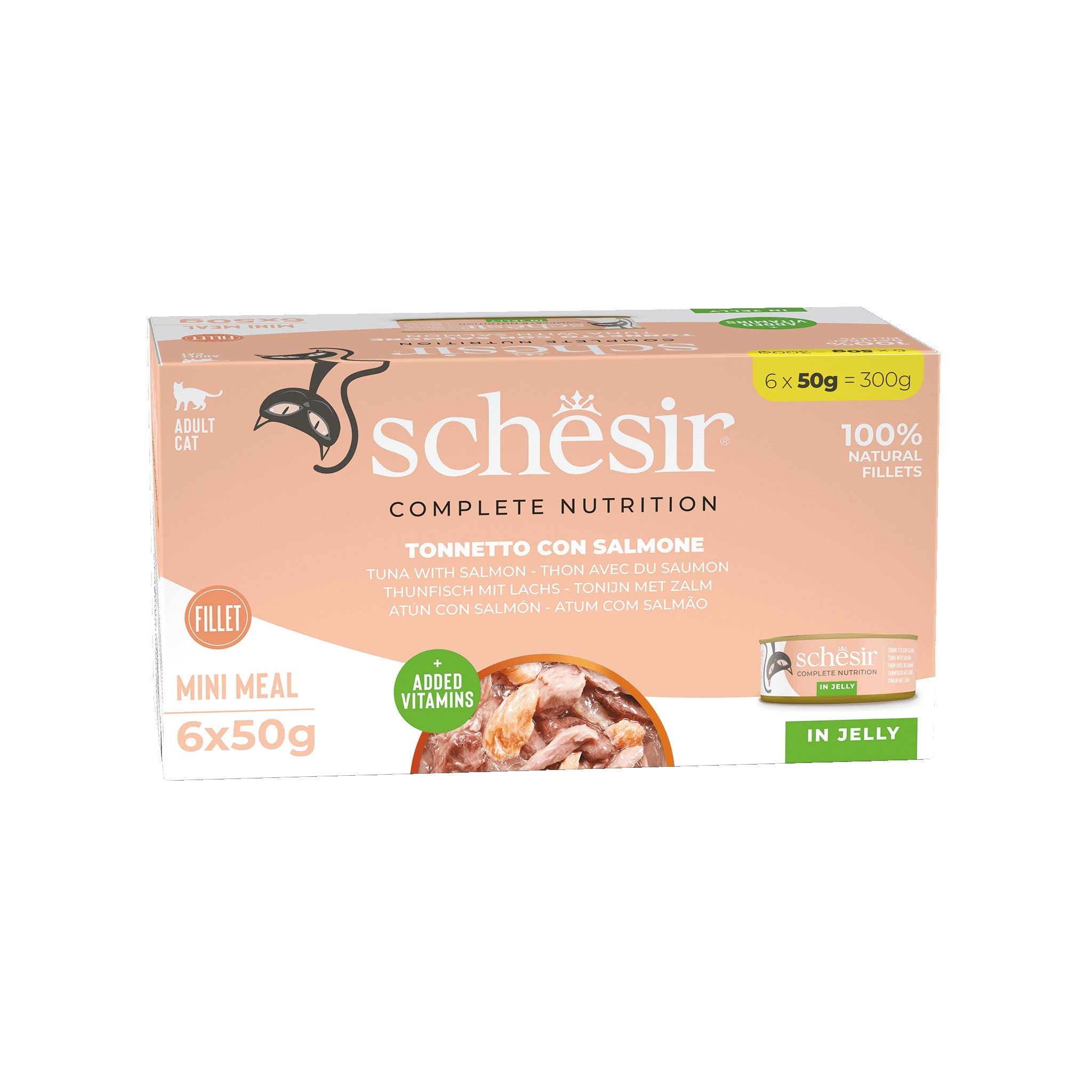 Schesir C&B wet cat food tuna with salmon in jelly 6x 50g
