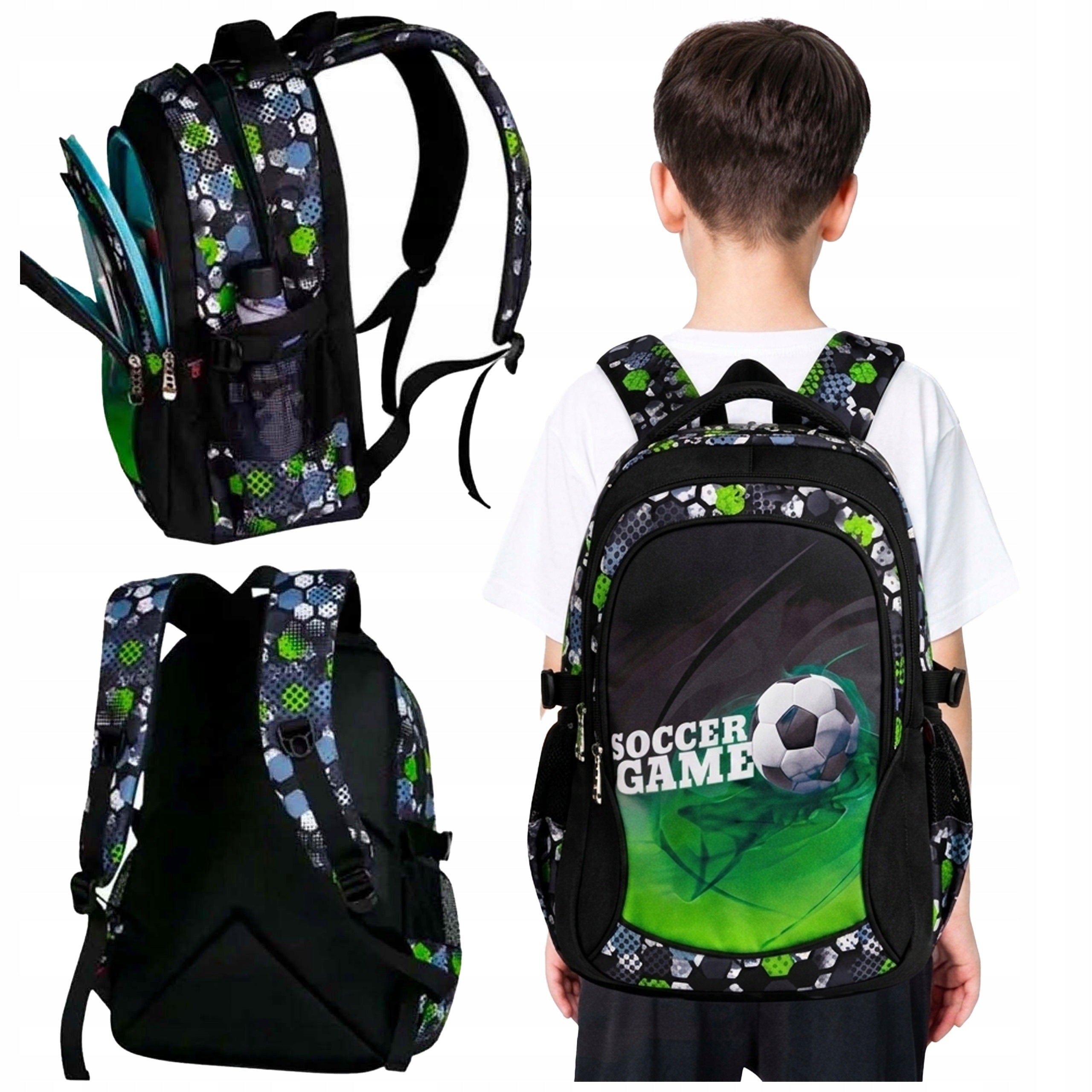 School BACKPACK Football Schoolbag Youth Spacious For School KL. 4-6