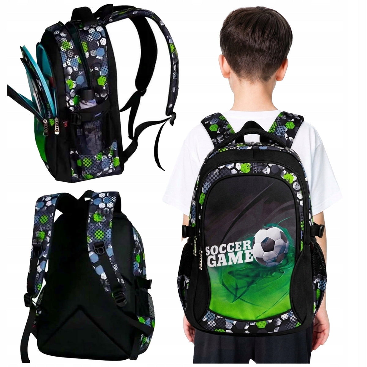 School BACKPACK Football Schoolbag Youth Spacious For School KL. 4-6