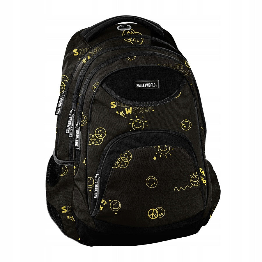 School BACKPACK youth satchel black BeUniq Smiley Faces Emojis Manufacturer code SM25LN-2708
