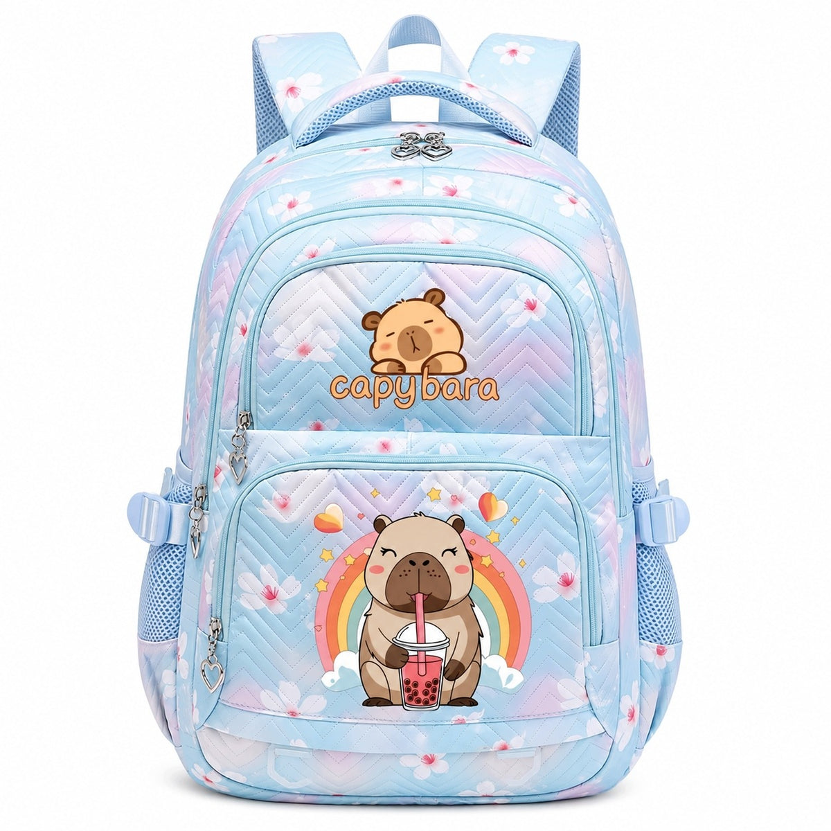 School Backpack Capybara Blue Spacious School Satchel