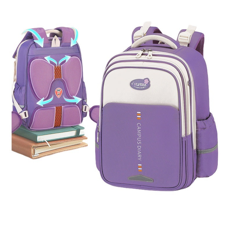 School Backpack For Boys And Girls Purple Large Capacity Lightweight