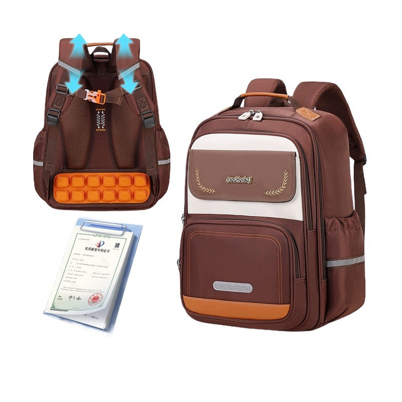 School Backpack For Students 1-6 Years Brown Small Water Resistance