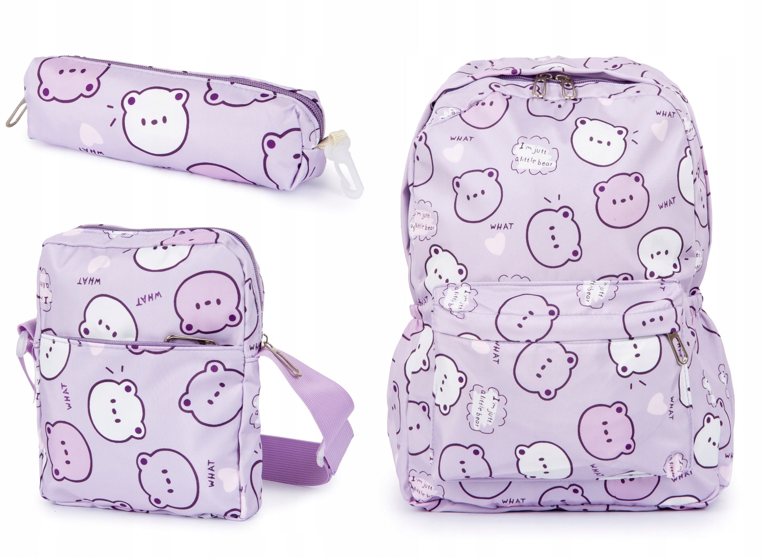 School Backpack Patterns in Teddy Bear Set 3in1 + Pen 21L Spacious Sturdy Strong Manufacturer code tornister dla dziewczynki Misie wzory z bajki
