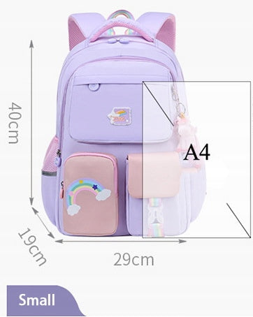School Backpack Purple Schoolbag Class 1-3 Reflector for Girls Keychain Brand Likado