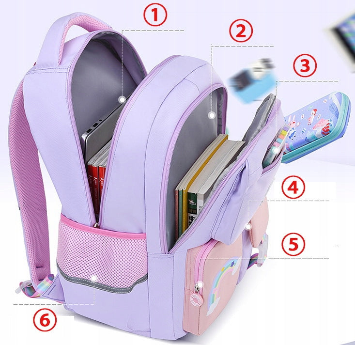 School Backpack Purple Schoolbag Class 1-3 Reflector for Girls Keychain Manufacturer code L367