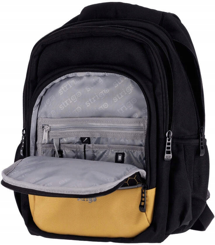 School Backpack STRIGO Misty Black Honeycomb Brand Strigo