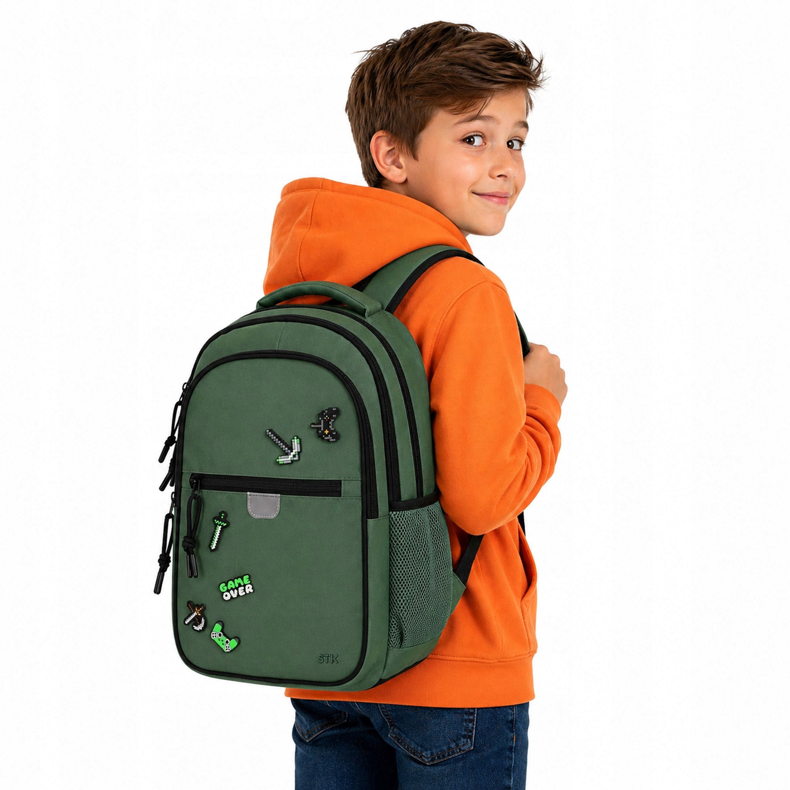 School Backpack Youth Class 3+ For Boys Multi-Chamber Pins Green Manufacturer code 5905523696783