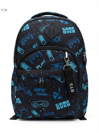School Backpack Youth Kayet Gamer Game Over gameing black