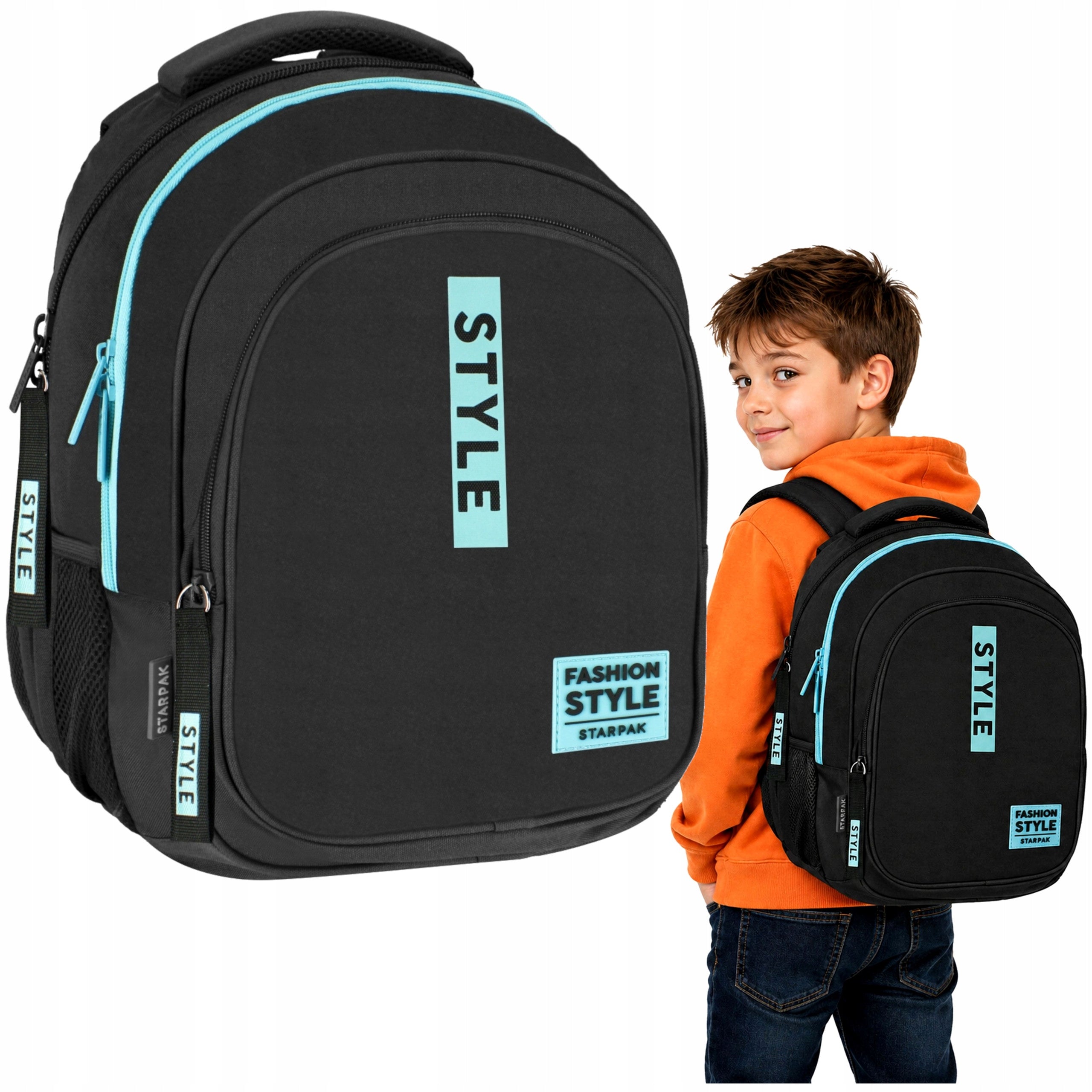 School Backpack Youth Large 26 l Multi-chamber Black model STYLE
