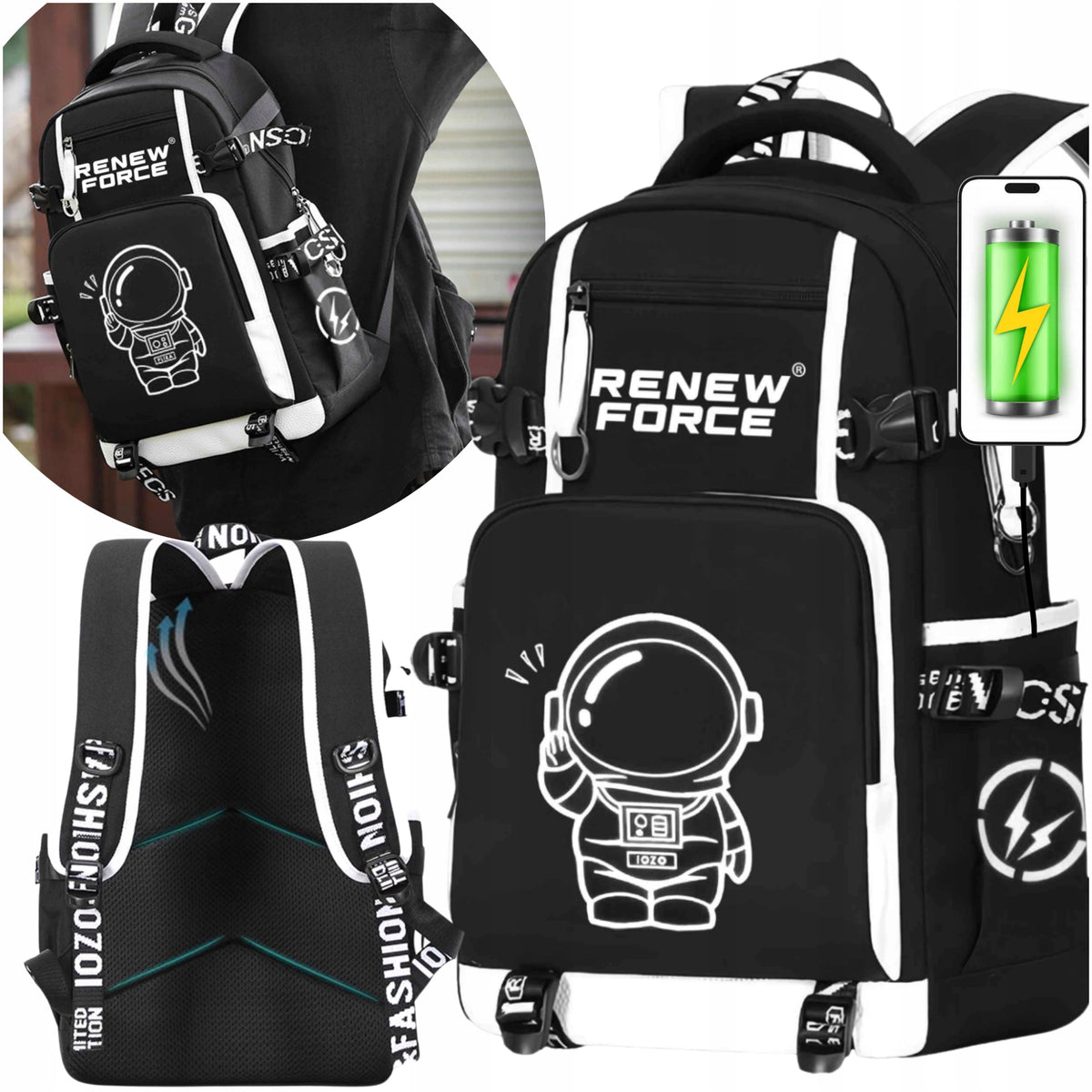 School Backpack Youth Multi-Chamber Black 34L Waterproof For Laptop