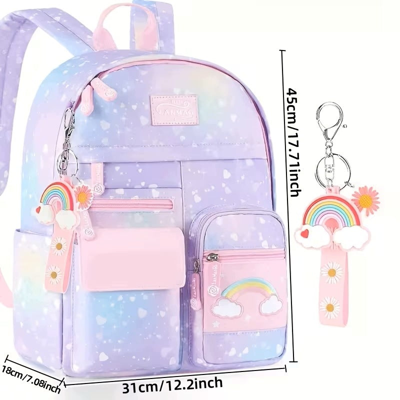 School Backpack Youth Pastel Rainbow A4 45 cm Pockets Pendant Brand Derform