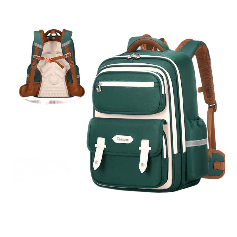 School Backpack for Boys and Girls Dark Green Small Lightweight
