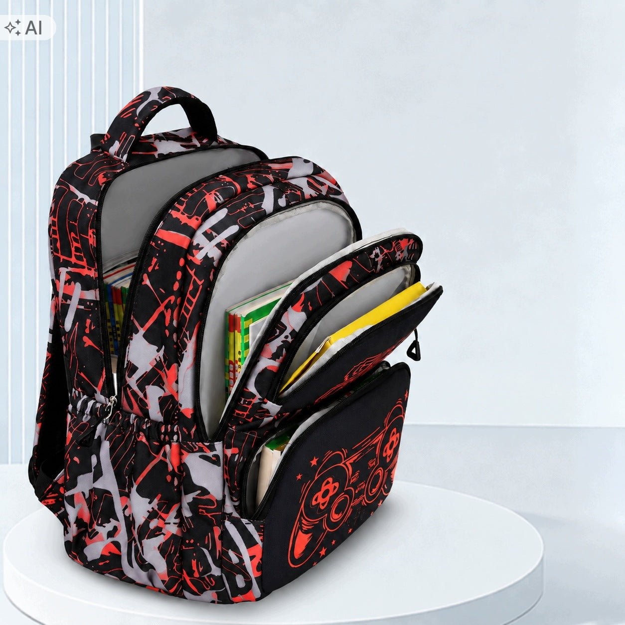 School Backpack for Player 3in1 Game Over Pencil Case Thermal Bag Red Packaging status original