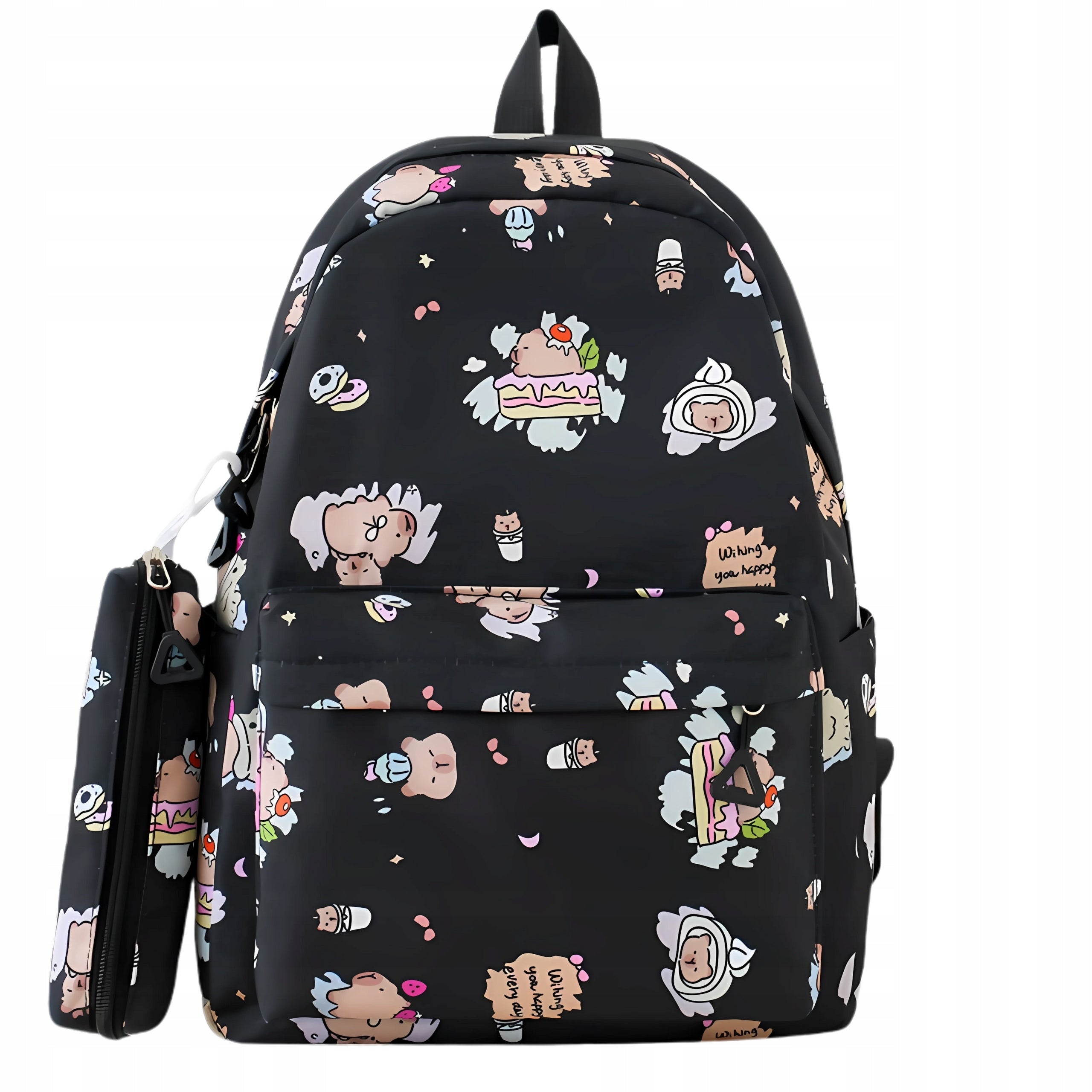 School Backpack with Pencil Case for Children Youth Spacious Capybara For School