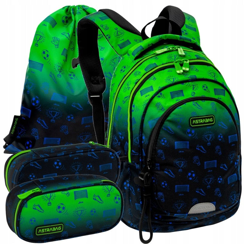 School Set BACKPACK Pencil Case Organizer Bag Ombre Football