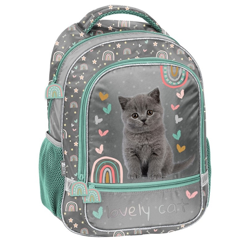 School Set BACKPACK Pencil Case Wallet Bag Grey Kitten Lovely Cat Manufacturer code ZES009422
