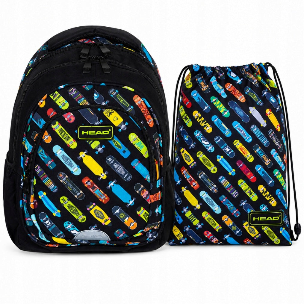 School Set Backpack Bag HEAD For Boy Skateboard Youth Skateboard
