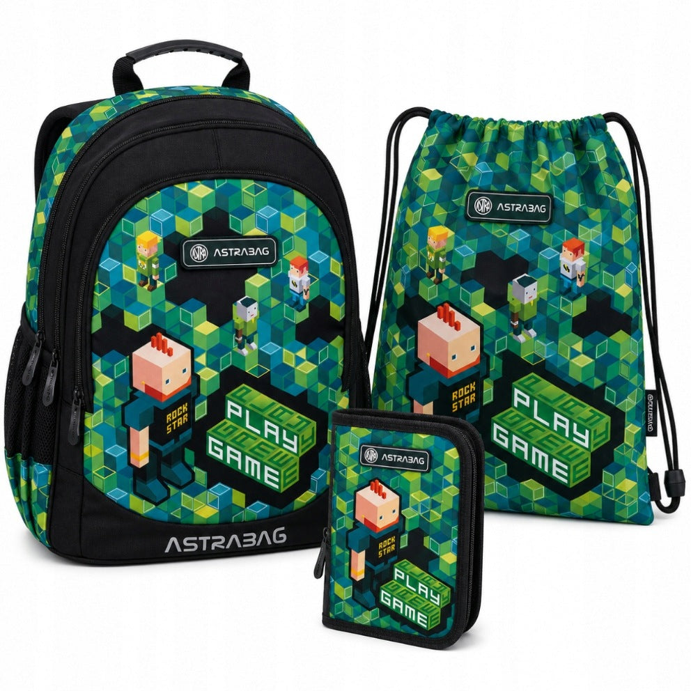 School Set Backpack Pencil Case Bag ASTRABAG For Boy Gaming Games Console