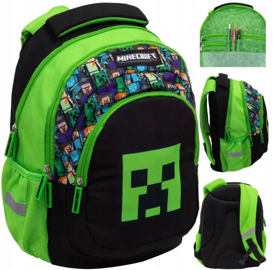 School backpack 20L 3 compartments Astra MINECRAFT creeper for boy class 1-3