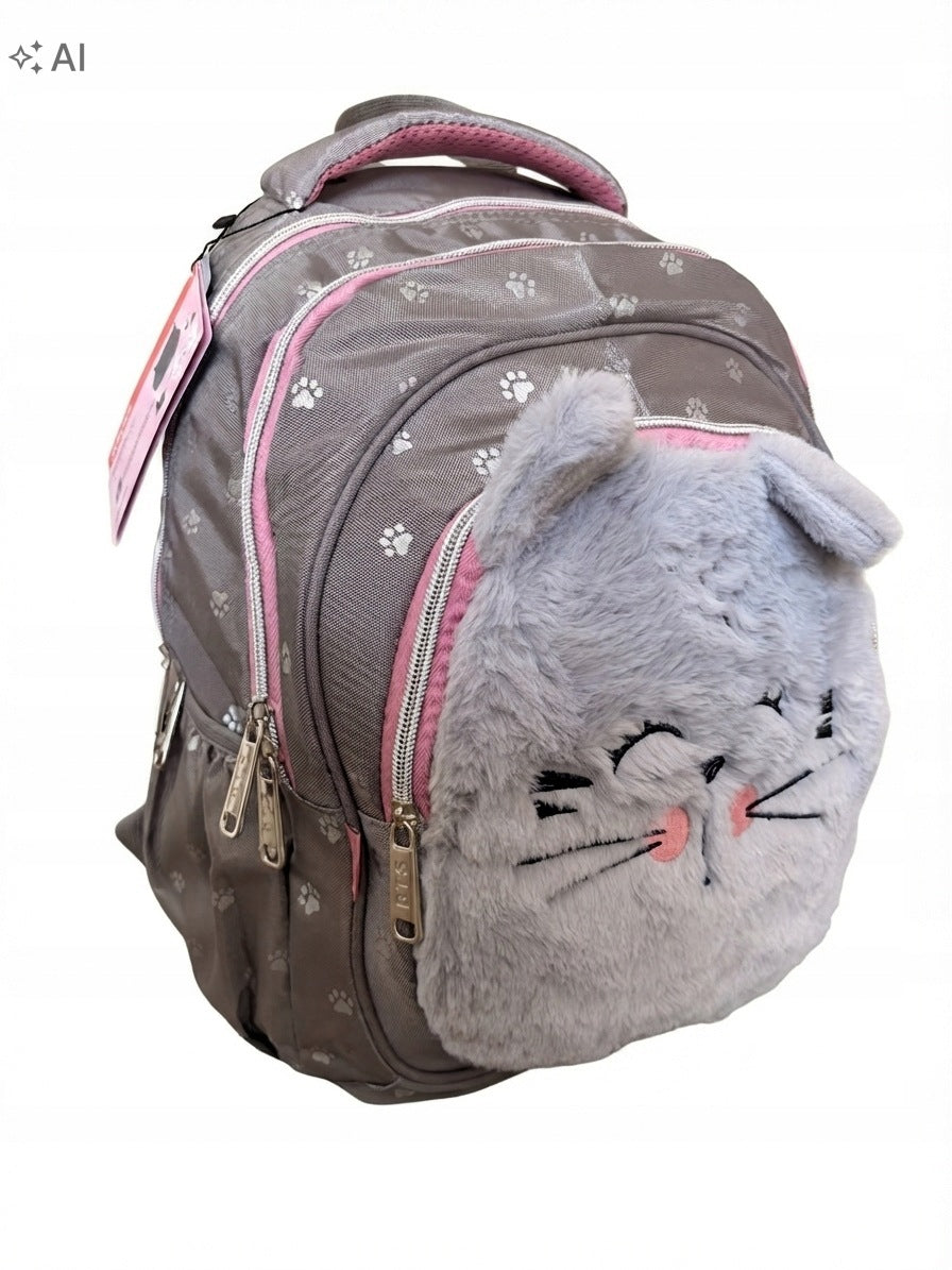 School backpack 3-chamber cat kitten Kayet for girls multi-chamber