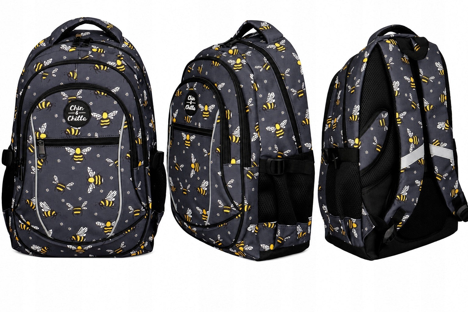 School backpack 3 compartments Bees Incood Brand Chin&Chilla