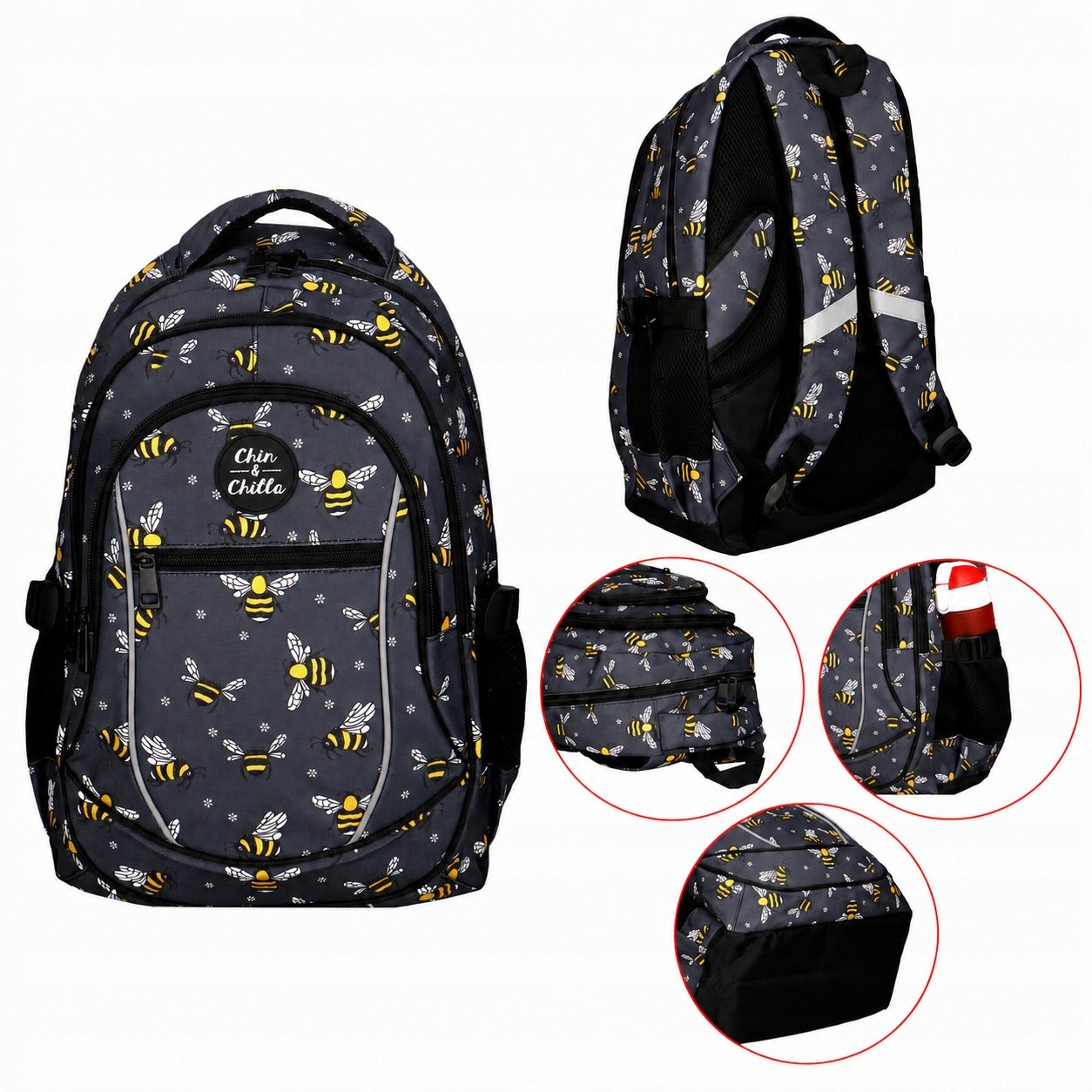 School backpack 3 compartments Bees Incood