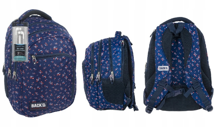 School backpack 3 compartments plus HEADPHONES FREEBIE Backup Packaging status original