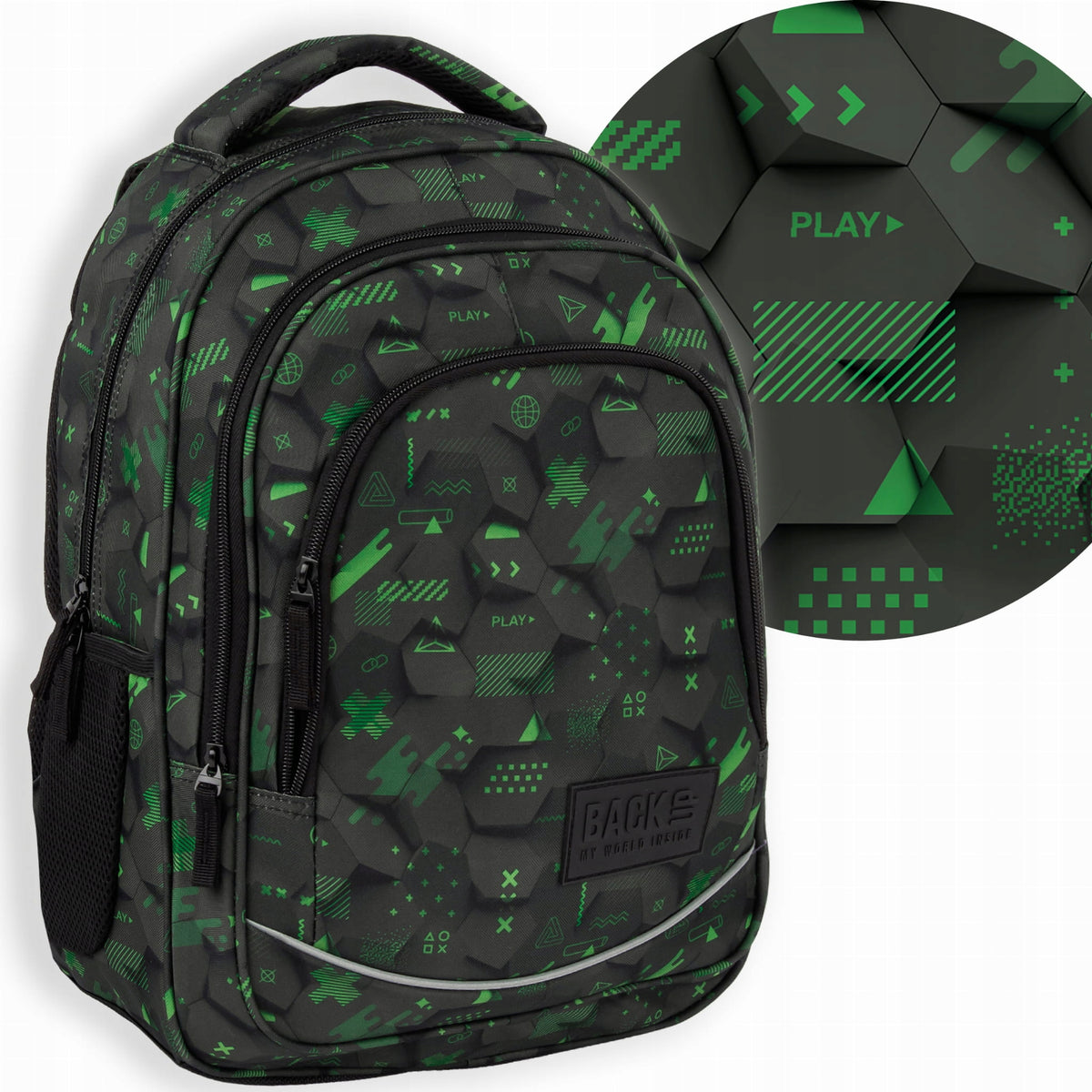 School backpack 3D BACKUP black, ergonomic 26L
