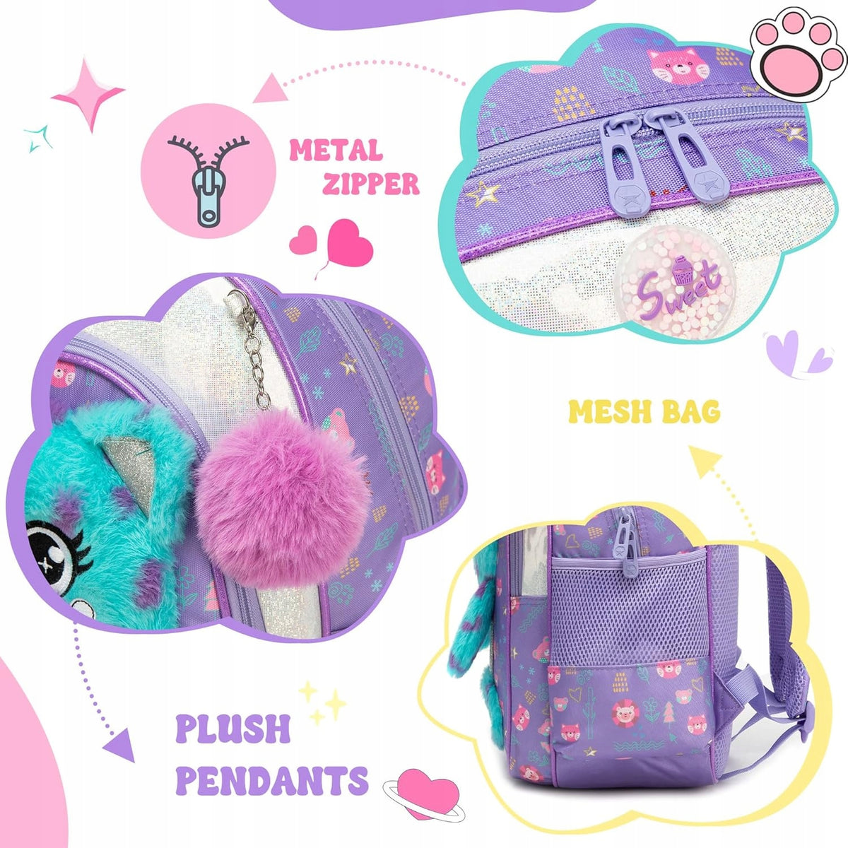 School backpack 3in1 multi-chamber A4 + lunch bag + pencil case set Brand no brand