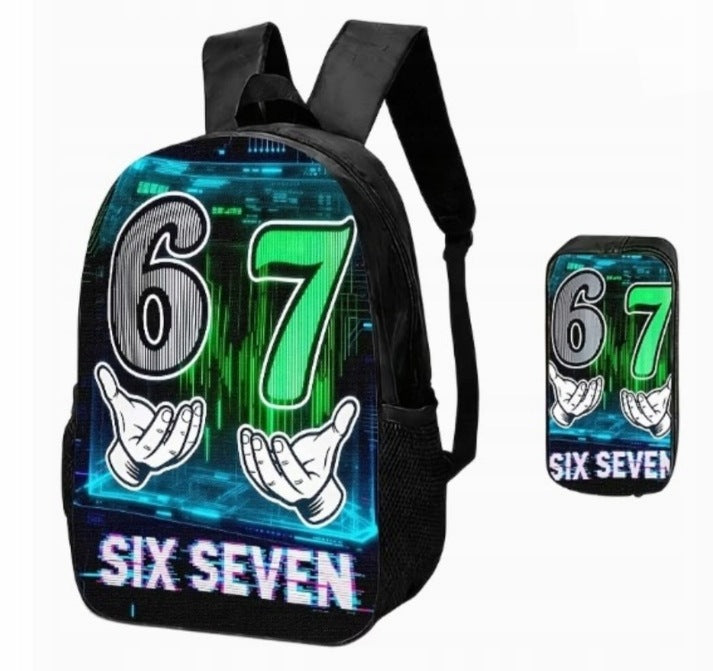 School backpack 67 set 2in1 backpack pencil case six seven