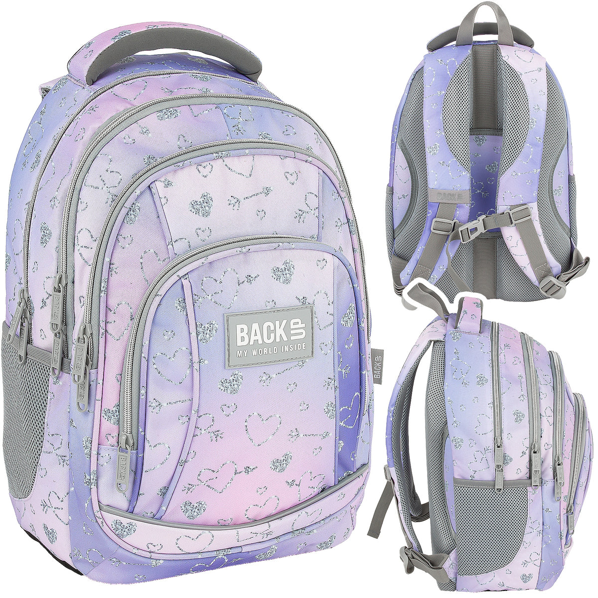 School backpack BackUP LARGE 26 L hearts, TWINKLE FOR GIRLS