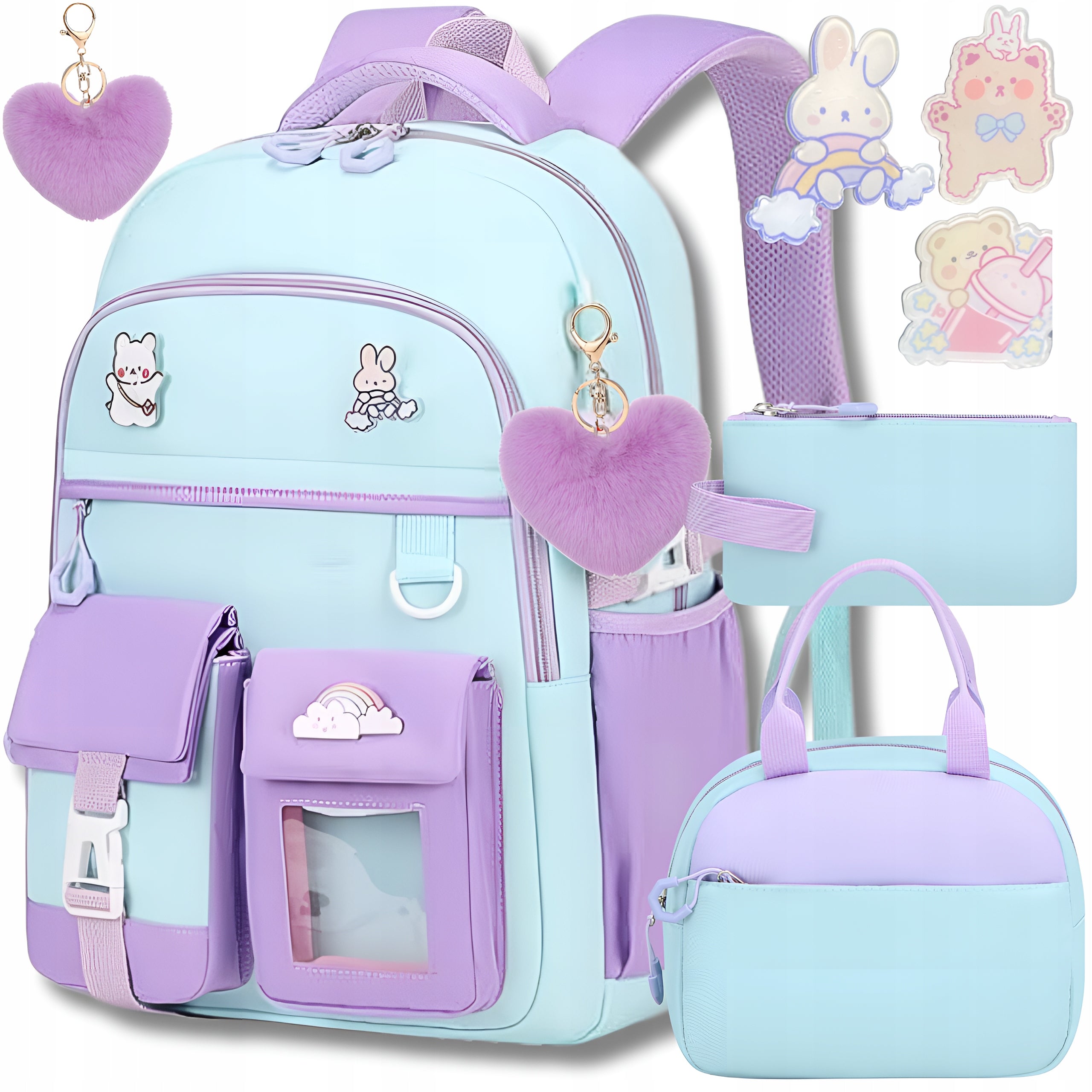 School backpack Bergens multi-chamber large purple, blue