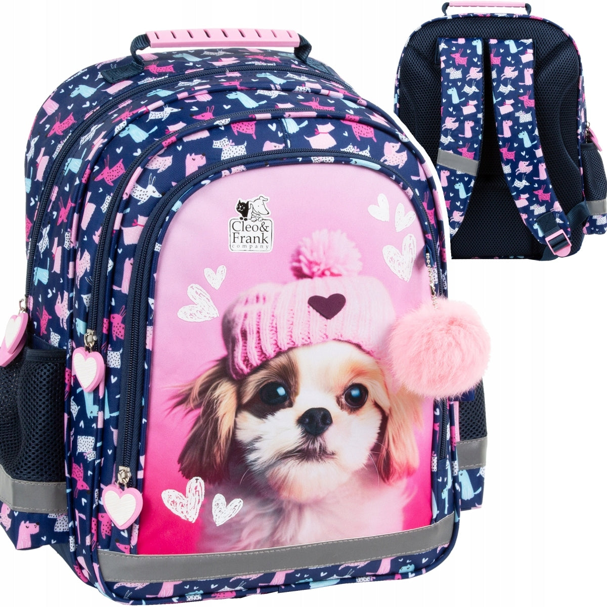 School backpack CLEO & FRANK Girls' dog light 2 chambers DOGS 1 CLASS