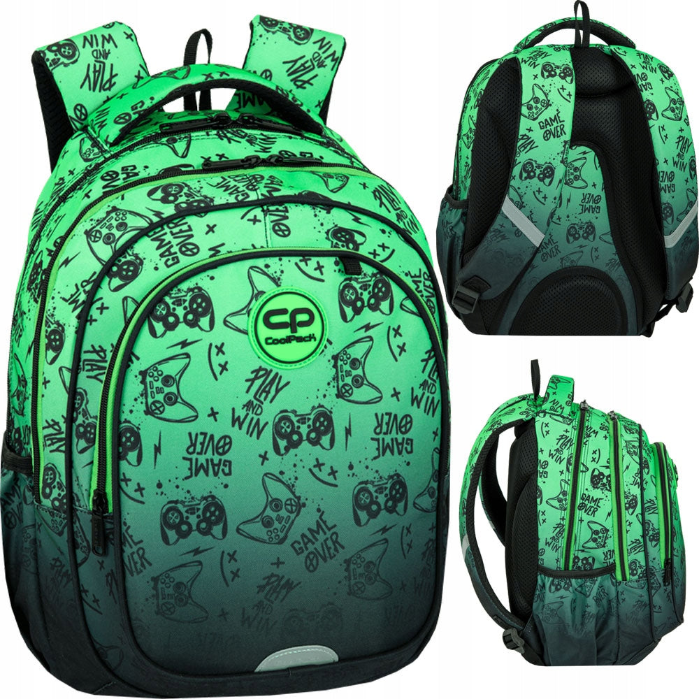 School backpack Fast Game Over gradient green for boy class 1-3 Coolpack