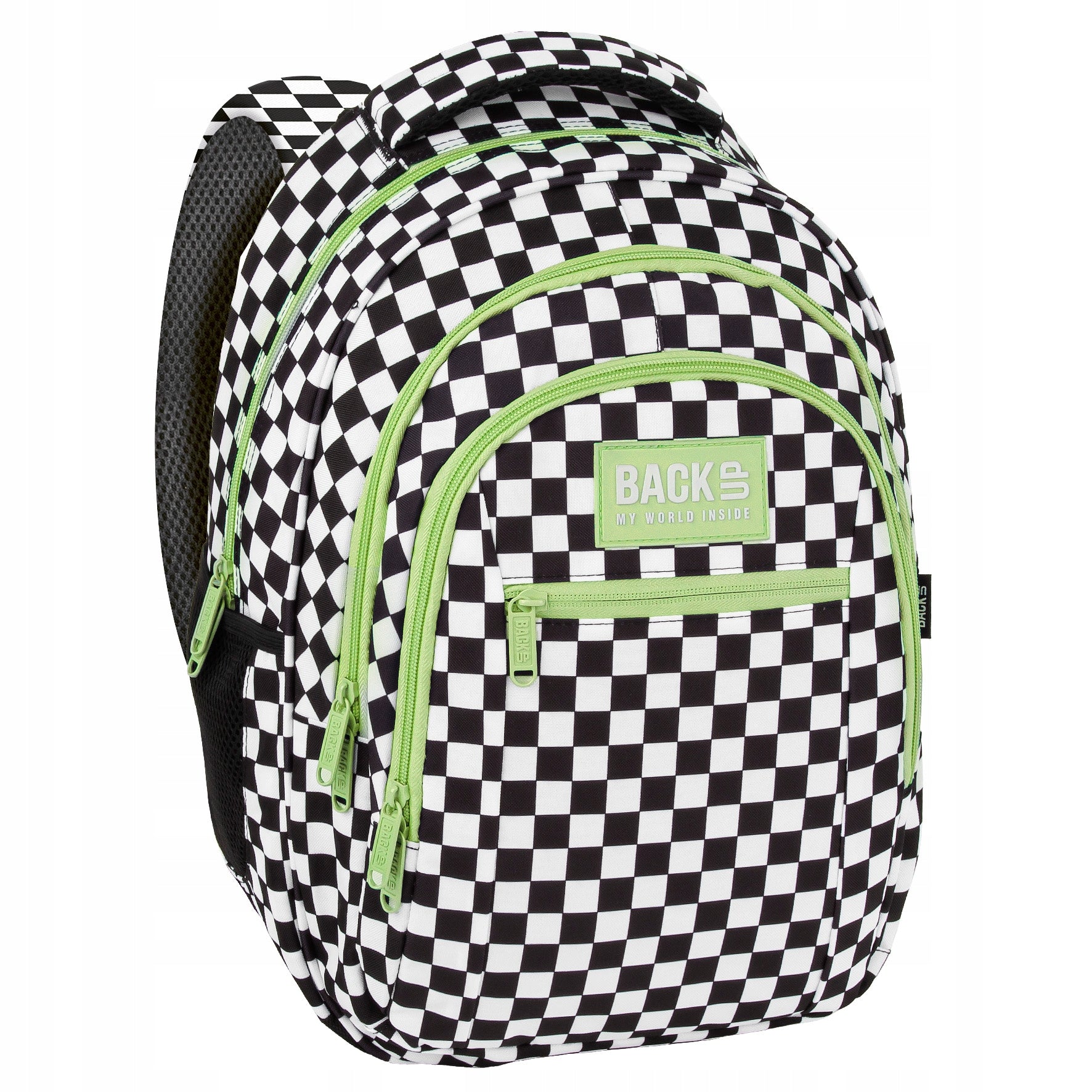 School backpack GIRL BOYFRIEND BackUP CHESSBOARD GREEN BLACK AND WHITE Packaging status original